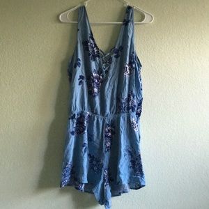 Kendall & Kylie Floral Light Blue Romper